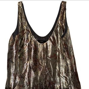 J Crew Gold Foil Metallic Holiday Paisley Top Women’s Size 6